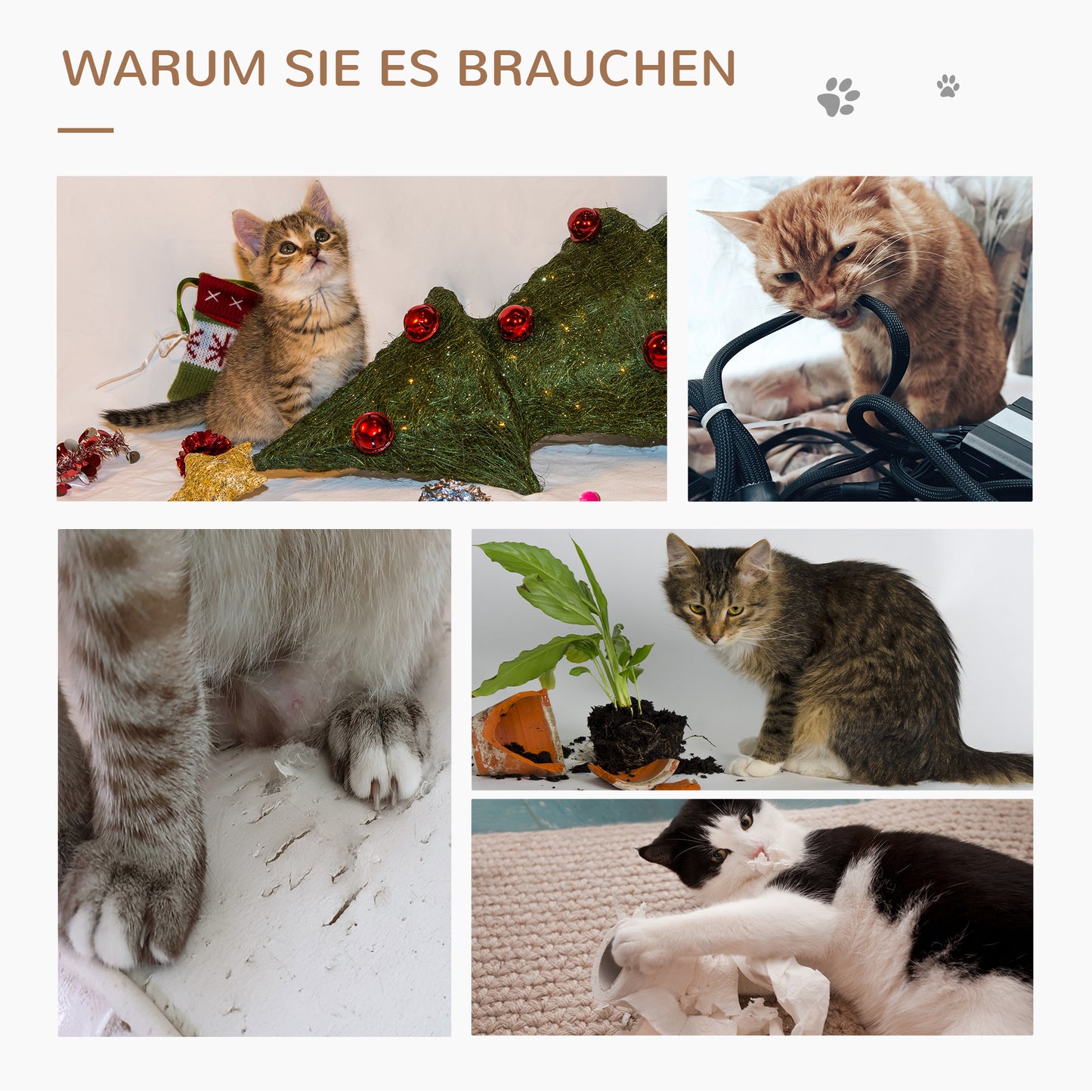 PawHut Kratzbaum Rattan 95 cm Höhe 3-Stufiger Katzenbaum mit Platform, Katzenbett, Kletterbaum mit Katzenhöhle Sisalstämmen Spielbälle Katzenmöbel Sisal Natur+Beige