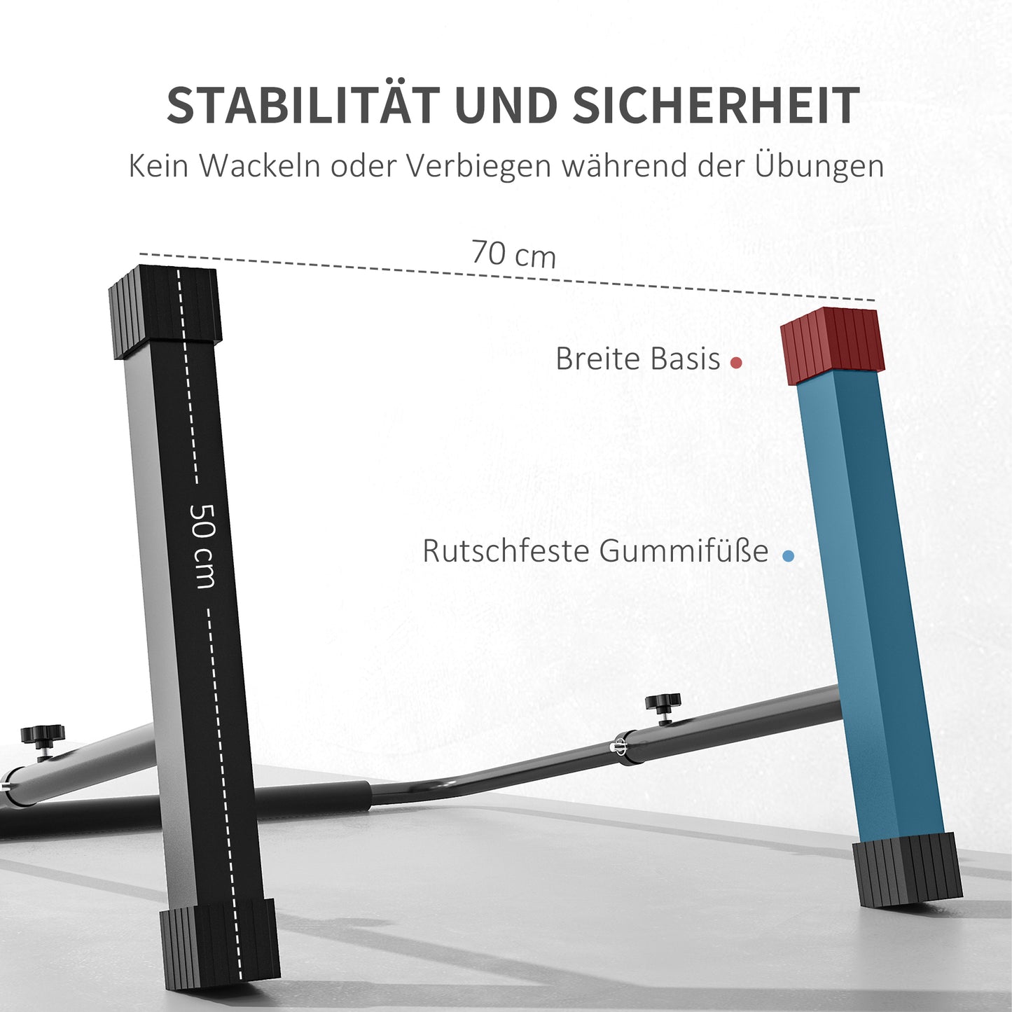 SPORTNOW Dip-Station, höhenverstellbar 80-105 cm, leicht, rutschfest, bis 120 kg, Stahl, Schwarz