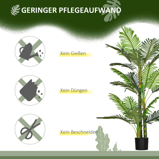 HOMCOM Kunstpflanze, künstliche Palme, inkl. Übertopf; 19,5 cm x 19,5 cm x 150 cm, Grün + Schwarz