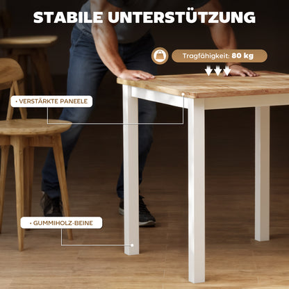 HOMCOM Esstisch aus Kautschukholz, für bis zu 4 Personen, Naturholz