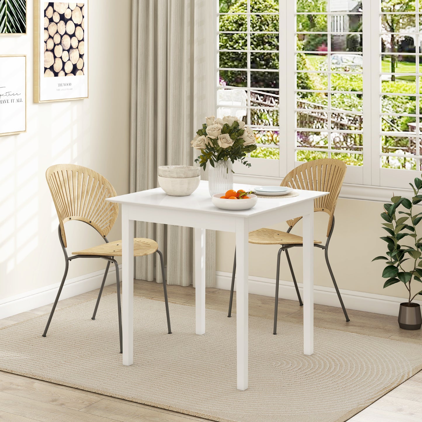 HOMCOM Küchentisch Esstisch Quadratischer Tisch, modern design, 75 cm x 75 cm x 76 cm, vit