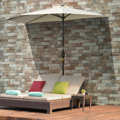 Outsunny Sonnenschirm، Terrassenschirm، halbrund، mit Solarpaneel، 20 LEDs، Handkurbel، بيج، 2,70 x 1,35 x 2,40 م