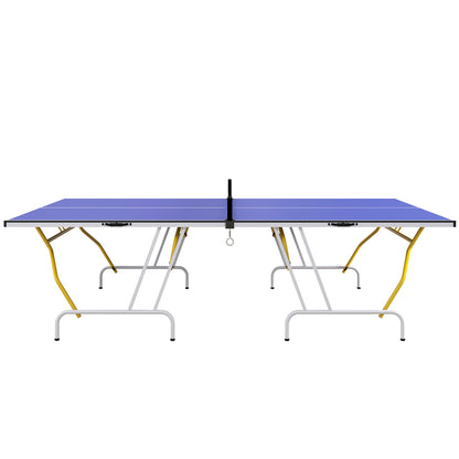 SPORTNOW Tischtennisplatte, klappbar, inkl. 2 Schläger, 3 Bälle, Netz, In- & Outdoor, Metallgestell, 274x152x76cm, Blau