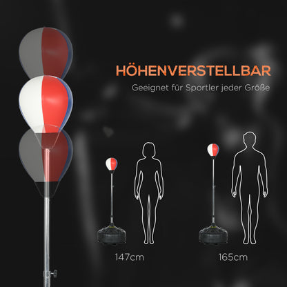SPORTNOW Punchingball, höhenverstellbar 147-165cm, befüllbarer Standfuß, Stahl, Schwarz+Rot+Weiß
