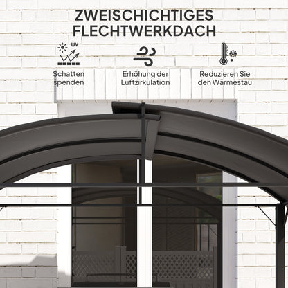 Outsunny Grillpavillon, 2 Seitenablagen, Haken, Stahlrahmen, 1,1 x 2,3m, Dunkelgrau