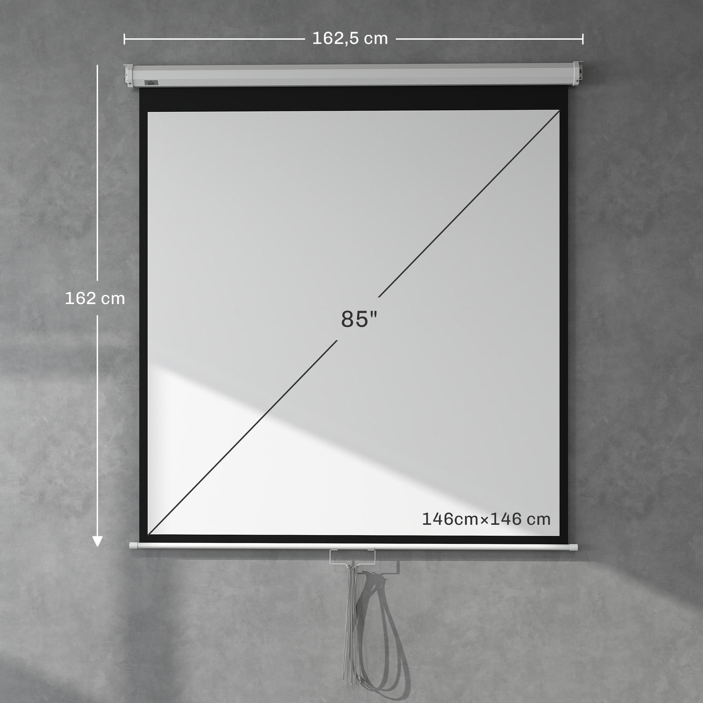 HOMCOM Beamer Leinwand 152 x 152 cm 85 Zoll 1:1 HD 4K Projektionsleinwand für Heimkino Büro-Präsentationen