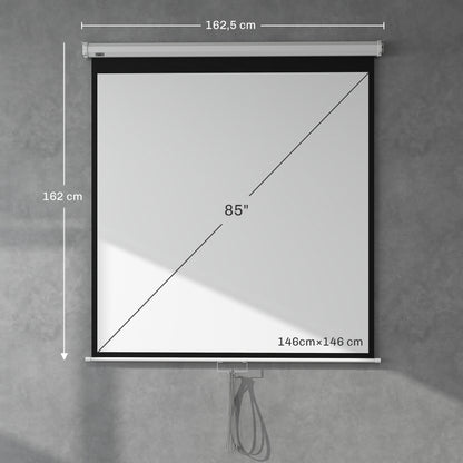 HOMCOM Beamer Leinwand 152 x 152 cm 85 Zoll 1:1 HD 4K Projektionsleinwand für Heimkino Büro-Präsentationen