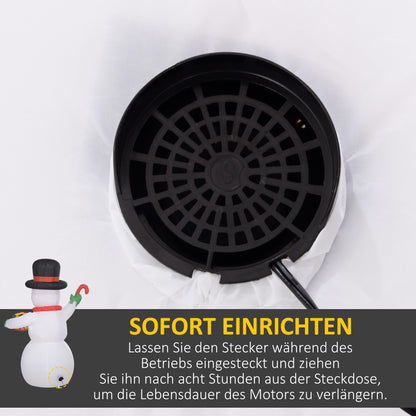 Outsunny 1,80 m Schneemann mit Zuckerstange &amp; Geschenk، selbstaufblasbar، LEDs، wetterfest