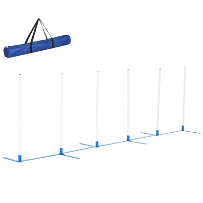PawHut Agility Set Hunde 6-teiliges Agility-Ausrüstung für Hundetraining klappbar Steckhürdenset mit 6 Slalomstangen Tragetasche Trainingszubehör Koordinationstraining Agilityset für Spiele Training