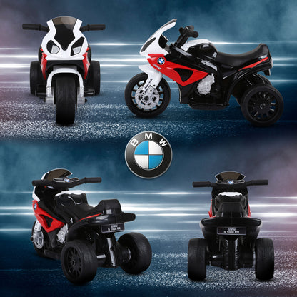 HOMCOM Elektro Kindermotorrad BMW S1000RR Elektromotorrad mit Musik, Scheinwerfer, Kinder Elektro Motorrad für Kinder von 18-36 Monaten Rot