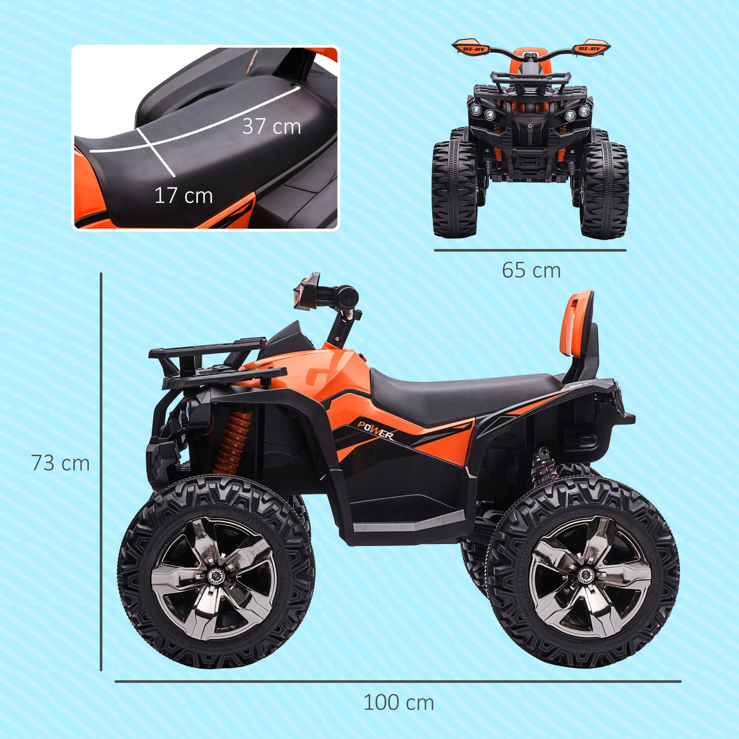 HOMCOM 12V Kinderfahrzeug mit Vorwärts-, Rückwärtsfunktion, MP3-Musikplayer, Scheinwerfer, 3-8 km/h, 3-5 Jahre, Orange