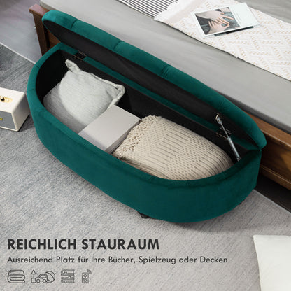 HOMCOM Hocker mit Stauraum, Sitztruhe, gepolstert, soft-close Deckel, Samtoptik, 120 x 46 x 42 cm, Dunkelgrau