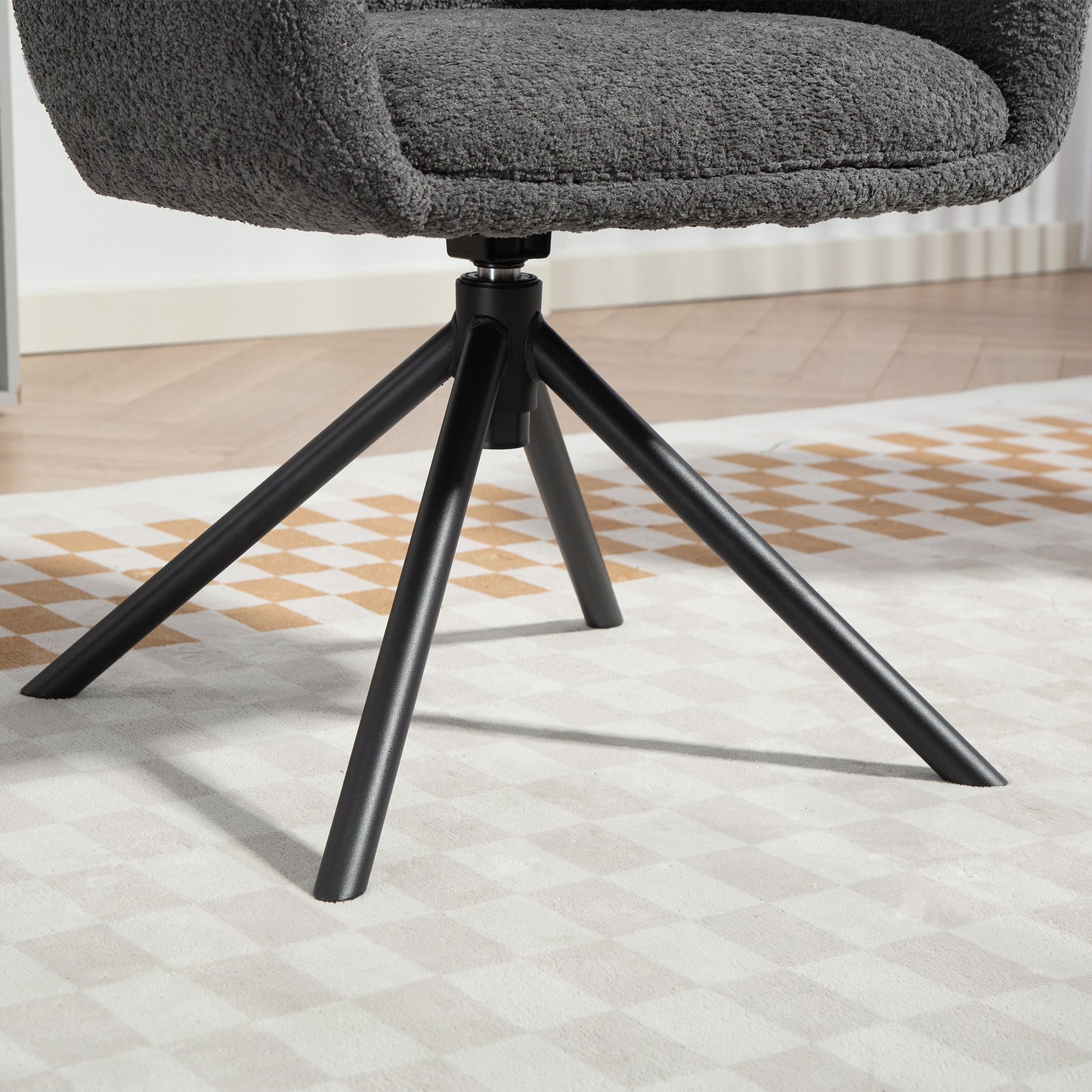 HOMCOM Sessel, Polsterstuhl mit bequemer Sitzschale, drehbar, kuscheliger Bezug, bis 120 kg, Dunkelgrau