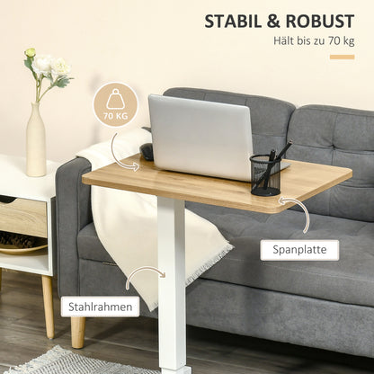 HOMCOM Stehpult Höhenverstellbar inkl. 4 Rollen C-Form 65 cm x 48 cm x 70-110 cm Natur + Weiß