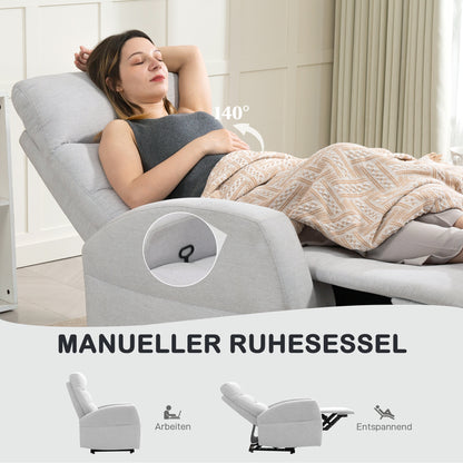 HOMCOM Verstellbarer Relaxsessel mit Fußstütze, Moderner Polstersessel, Hellgrau