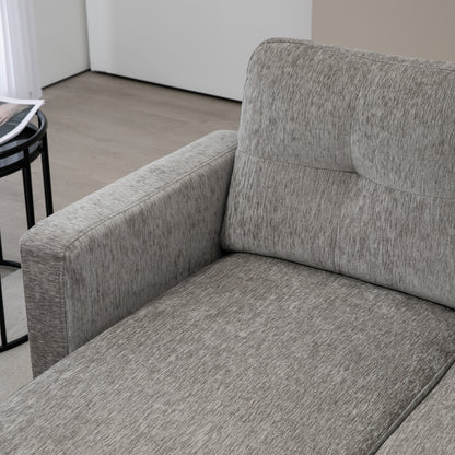 HOMCOM Ecksofa, Eck-Couch mit umkehrbarer Chaiselongue, Sofa in L-Form, Bezug in Leinenoptik, 186 x 130 x 84 cm, Braun