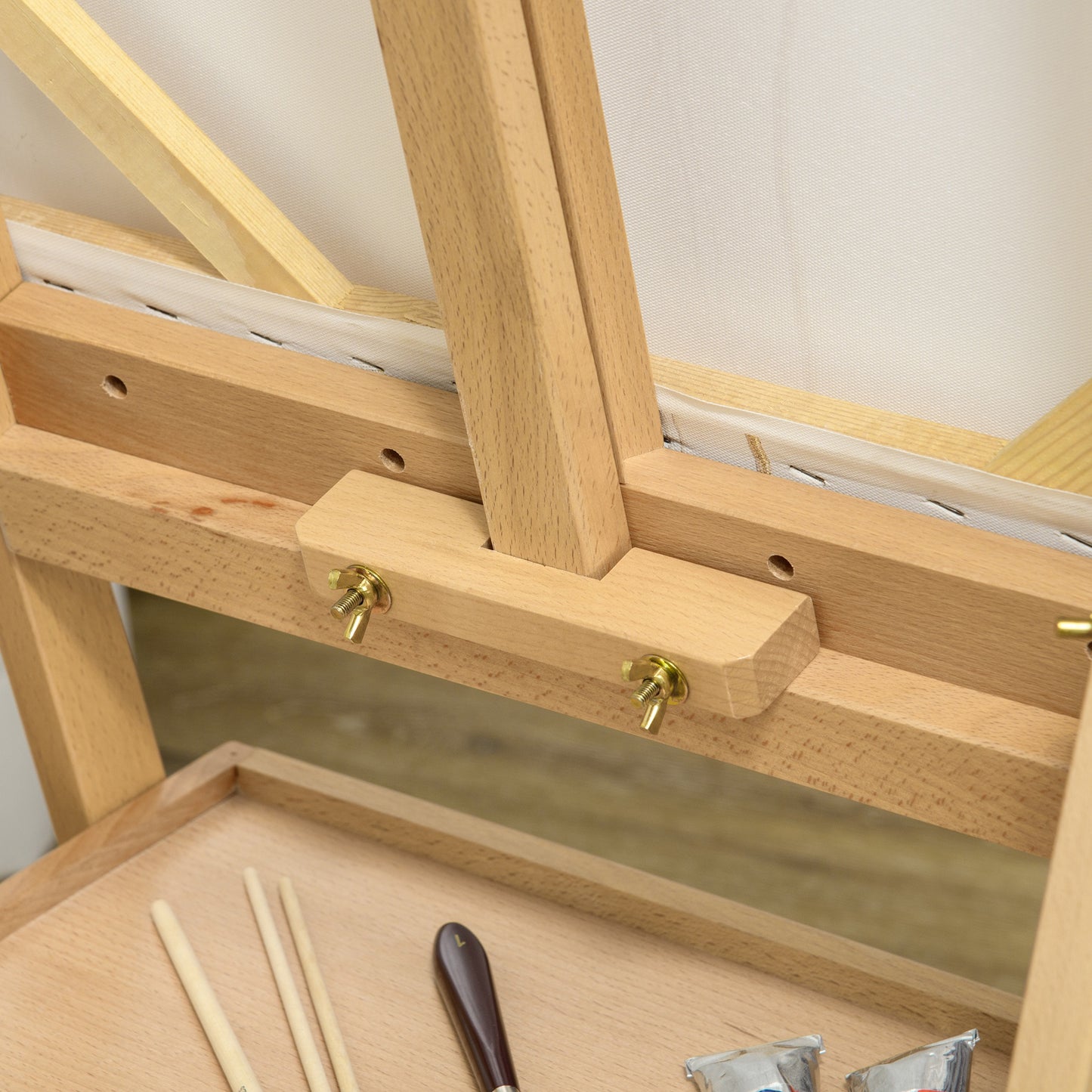 Vinsetto Staffelei, Künstlerstaffelei, Höhenverstellbar, 1Schublade, Natur + Schwarz