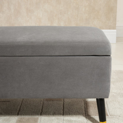 HOMCOM Sitzbank, Polsterbank mit Stauraum, Truhenbank, Metall, Schaumstoff, Kautschukholz, Kohlegrau, 110 x 43 x 45 cm