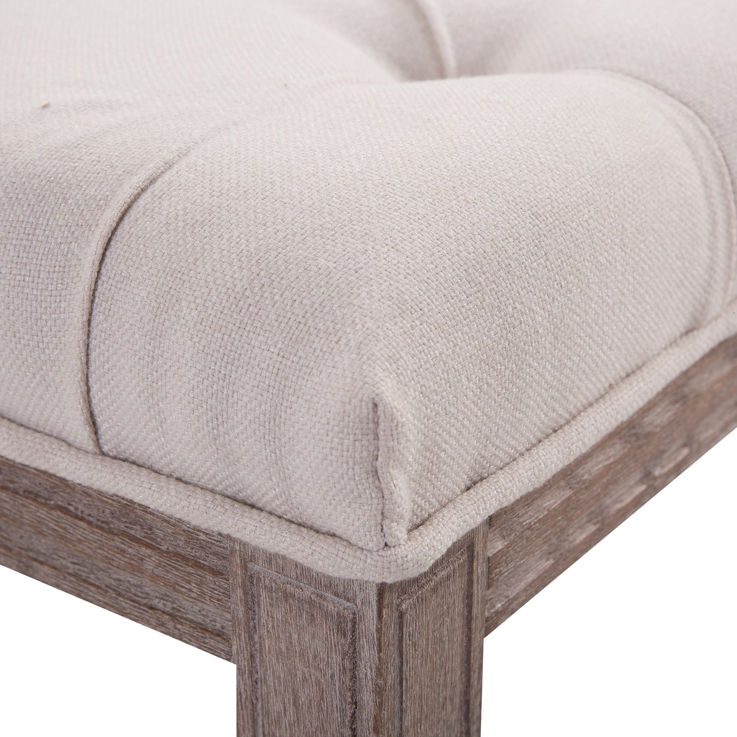 HOMCOM Polsterbank Sitzbank Lounge Sitzhocker Vintage Retro mit Knöpfen Leinen + Holz beige 142 x 47 x 51 cm