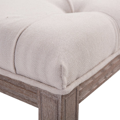 HOMCOM Polsterbank Sitzbank Lounge Sitzhocker Vintage Retro mit Knöpfen Leinen + Holz beige 142 x 47 x 51 cm