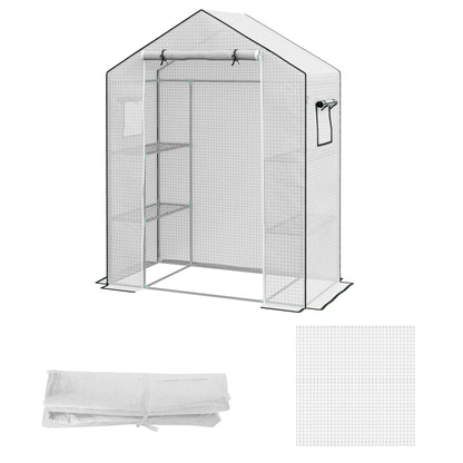 Outsunny Ersatzfolie für Gewächshaus, Ersatzabdeckung mit UV-Schutz, Rolltür, Seitenfenster, 140 x 73 x 190 cm, Weiß
