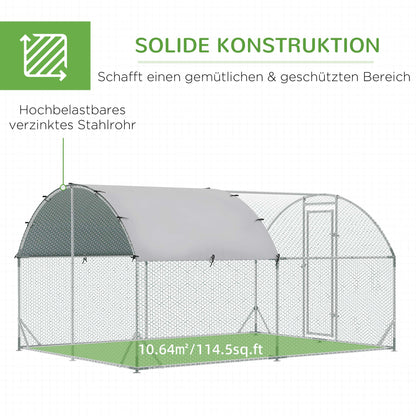PawHut Gehege für Kleintiere, Outdoor-Freilaufgehege für Hühner, Kaninchen, Enten, stabile Konstruktion, Stahl und Oxford-Stoff