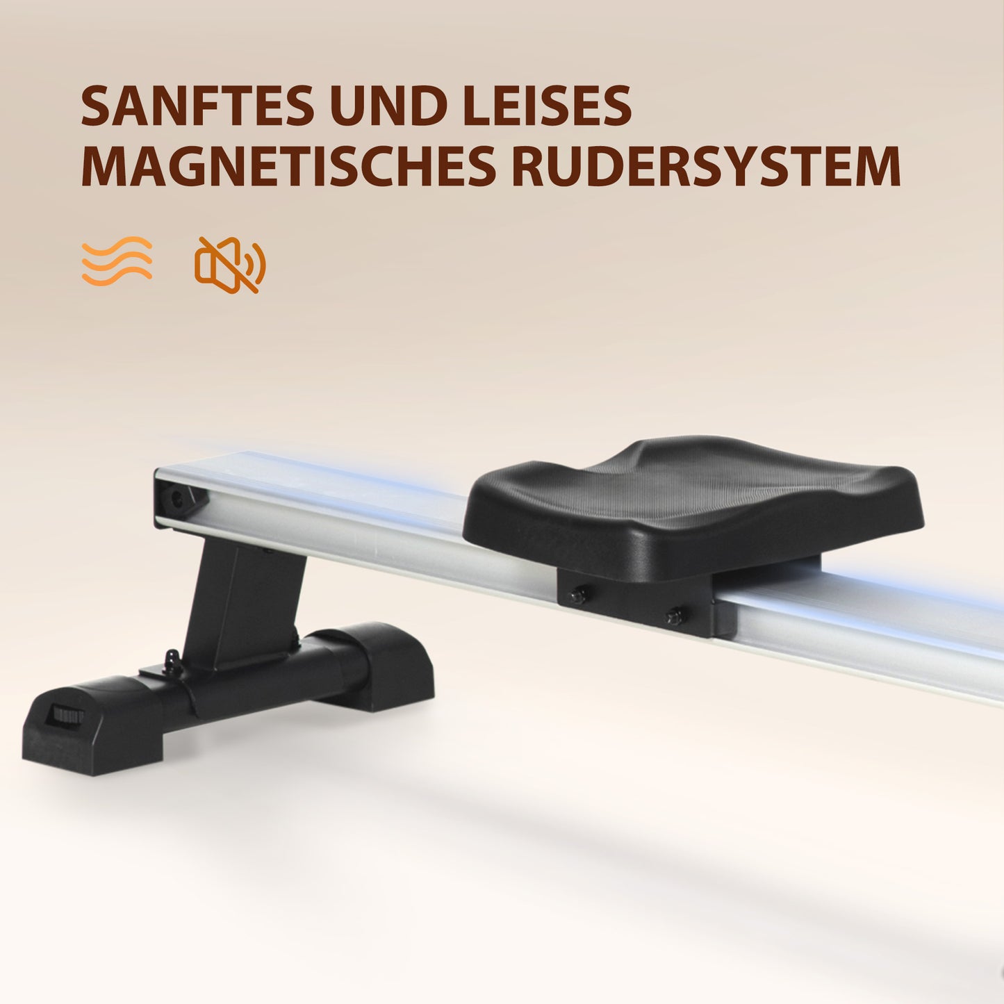 HOMCOM Rudergerät, klappbar, leiser Aluminiumrahmen, LCD-Monitor, 8 Stufen Widerstand, Schwarz/Silber