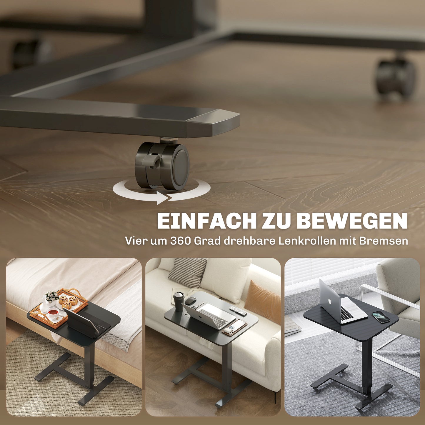 HOMCOM Stehpult Höhenverstellbar inkl. 4 Rollen C-Form 65 cm x 48 cm x 70-110 cm Schwarz