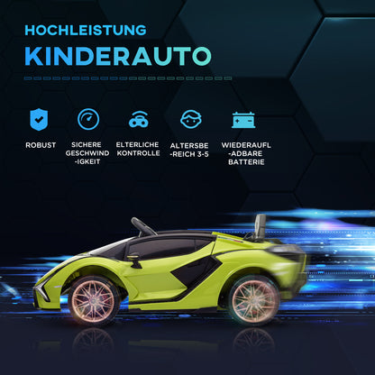 HOMCOM Kinder-Elektroauto, Lamborghini, 3-5 km/h, Fernsteuerung, für 3-5 Jahre, Grün