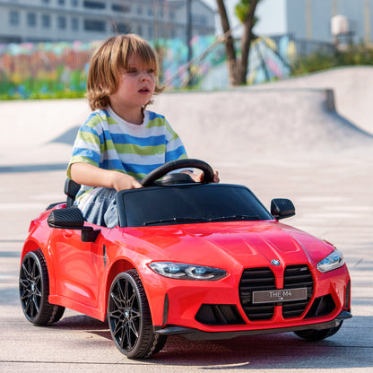 AIYAPLAY Elektro Kinderauto BMW M4, Sound & Licht, 3-5 km/h, inkl. Fernsteuerung, für 3-5 Jahre, Rot