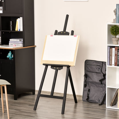 HOMCOM Staffelei Holz 134,5 cm hoch Holzstaffelei für Leinwände bis 108 cm Feldstaffelei Atelierstaffelei für Malerei, Skizze, Hochzeit, Ausstellung Schwarz