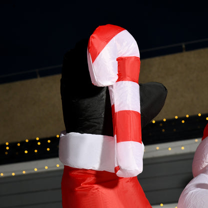 HOMCOM Aufblasbar Weihnachtsdeko, 2,4 m Weihnachtsmann mit LED-Beleuchtung, Zuckerstange