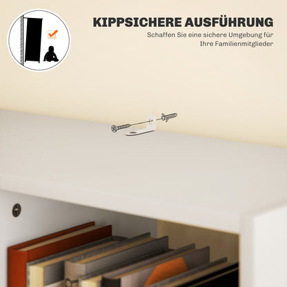 HOMCOM Bücherregal, Mehrzweckregal, 9 Fächer, Schublade, Kippschutz, 60 x 26 x 158 cm, Weiß