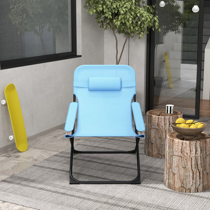 Outsunny Klappstuhl, 4-stufig verstellbar, atmungsaktiv, Metallgestell, 69 x 91 x 96 cm, Schwarz/Blau