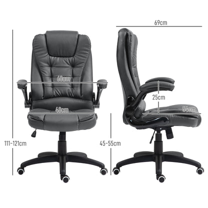HOMCOM Ergonomischer Bürostuhl, klappbare Armlehnen, Neigefunktion, Dunkelgrau