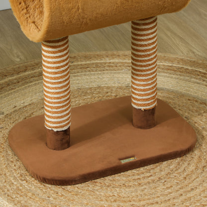 PawHut Kratzbaum 98 cm Katzenturm im Hirschdesign, mit Höhle, Spielball, Jutestämme Braun