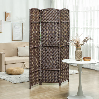 HOMCOM Raumteiler، 3-teilig faltbare Trennwand، Geflechtmuster، Kiefernholz، Braun