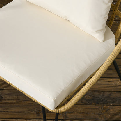 Outsunny 5-teilige Gartensitzgruppe، Boho-Stil، 1 Esstisch &amp; 4 Stühle، Auflagen، Polyrattan، بيج / طبيعي