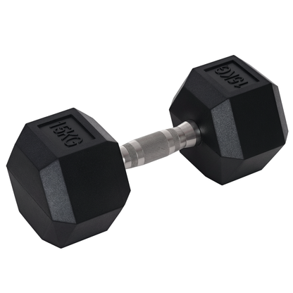 HOMCOM Hanteln mit gerändeltem Griff, Kurzhantel aus Gusseisen, 1 x 15kg, Kurzhanteln für Männer und Frauen, Dumbbell für Zuhause, Fitnessstudio, Krafttraining