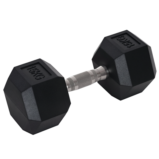 HOMCOM Hanteln mit gerändeltem Griff, Kurzhantel aus Gusseisen, 1 x 15kg, Kurzhanteln für Männer und Frauen, Dumbbell für Zuhause, Fitnessstudio, Krafttraining