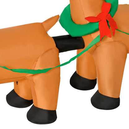 HOMCOM Aufblasbarer Weihnachtsmann mit Schlitten, 6 LED-Lichter, wasserdicht, 240 x 57 x 112 cm