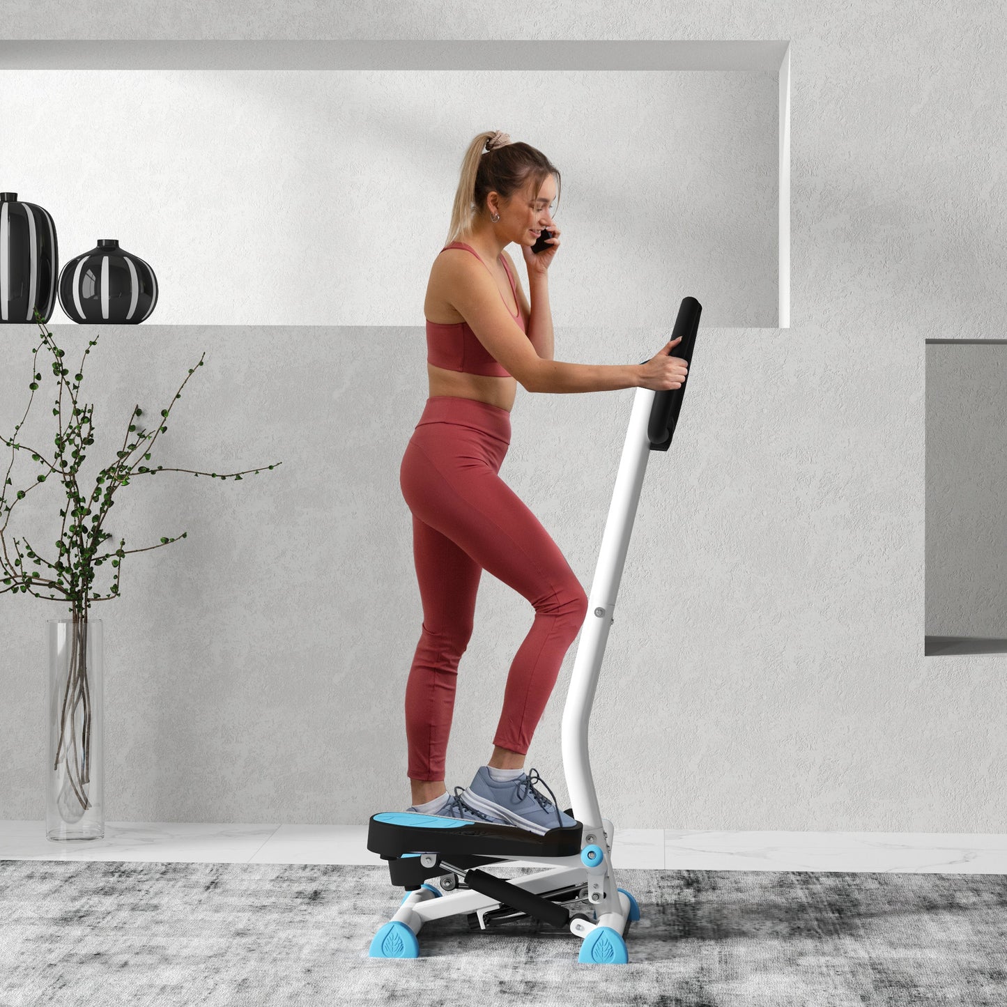 HOMCOM Stepper Fitnessgerät, LCD-Monitor, rutschfeste Pedale, Stahl und ABS, 55x44x108 cm, bis 100 kg