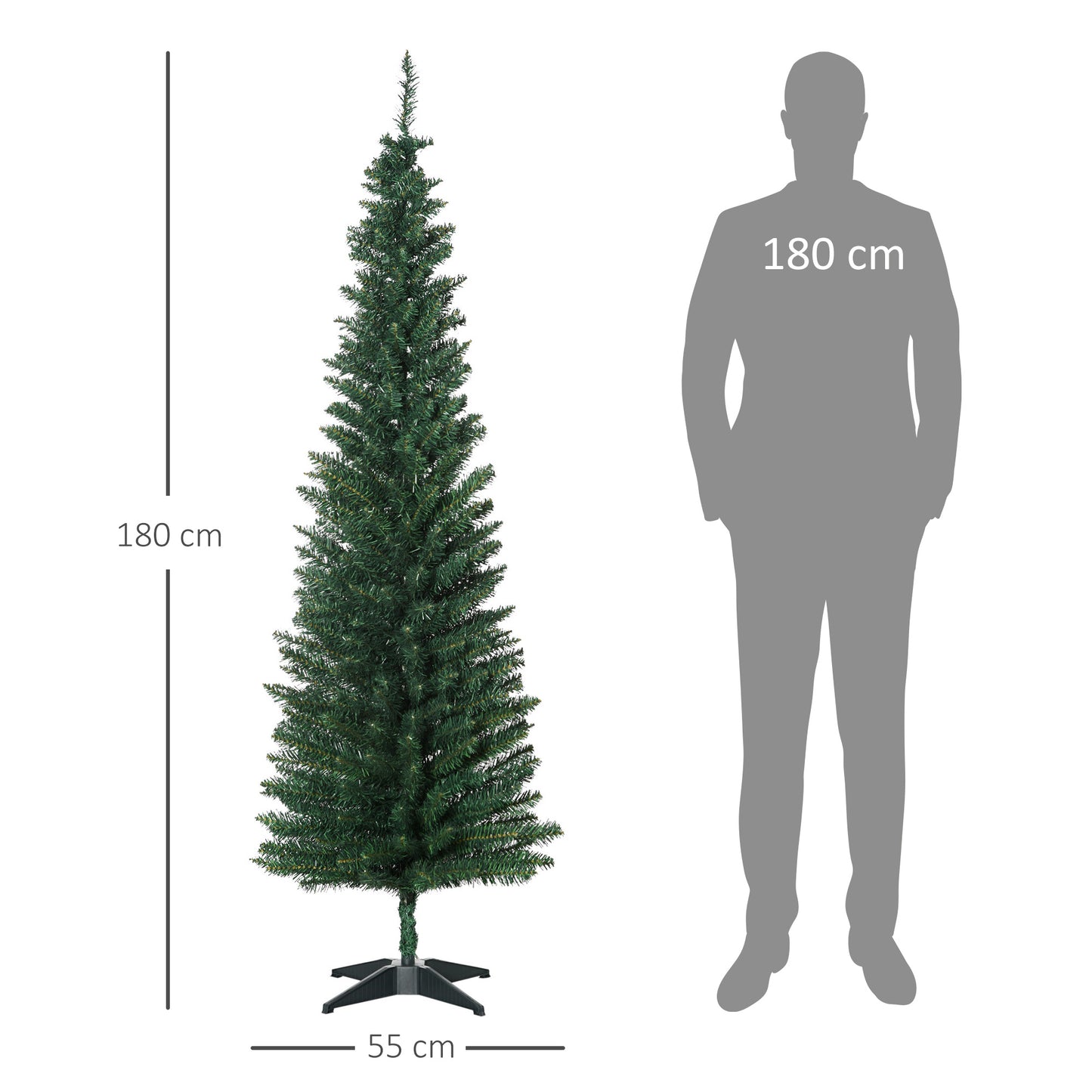 HOMCOM Weihnachtsbaum künstliche Künstliche Tanne Christbaum, inkl Ständer Weihnachtsstern 1,8 m, Grün