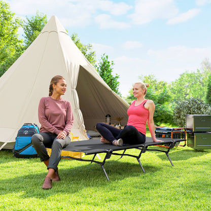 Outsunny Feldbett faltbar Campingbett mit Tragetasche 200 x 100 x 36 cm bis 120 kg Extra Breit Schwarz