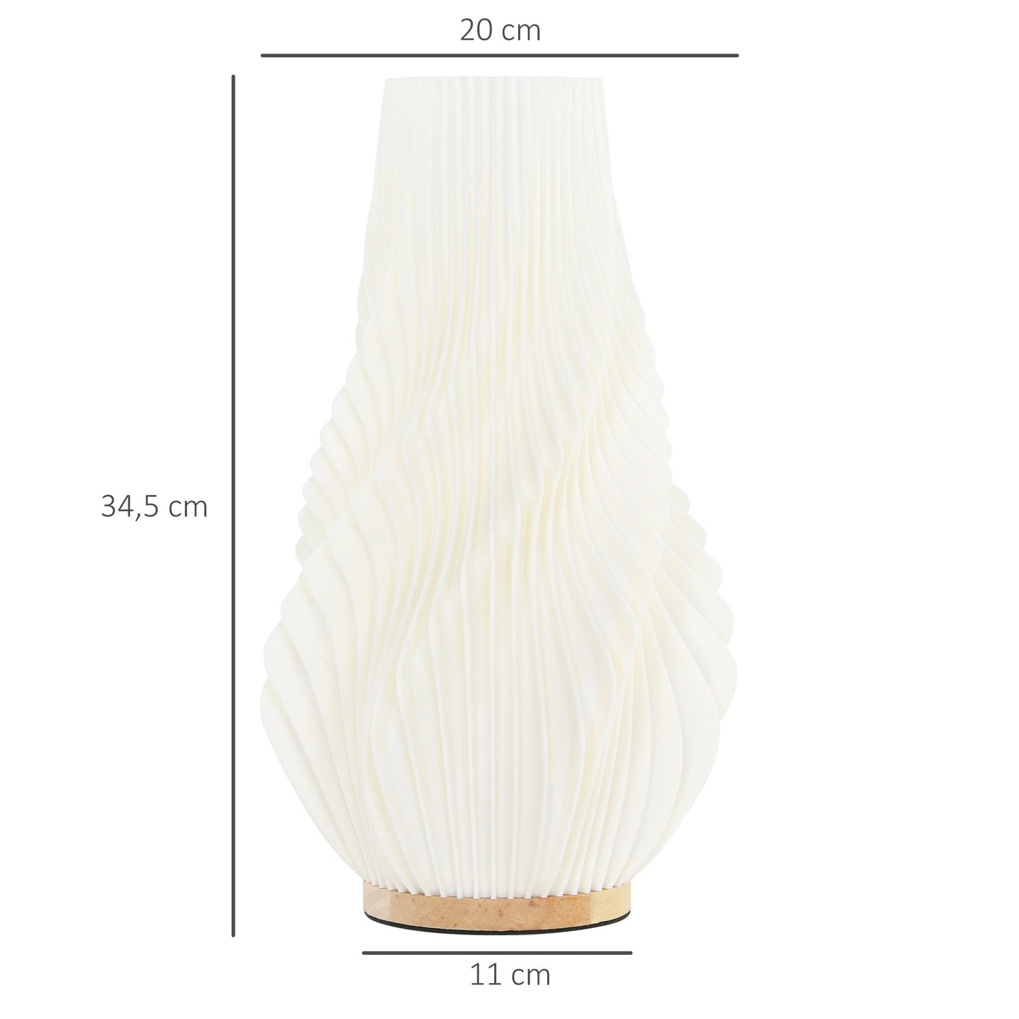 HOMCOM Smart Tischlampe mit App-Steuerung, Alexa-kompatibel, Kunststoff, Holz, Weiß