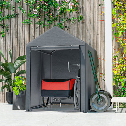 Outsunny Gartenschuppen, Lagerzelt, robust & wetterfest, Stahlrahmen, 1,2x1,8x1,6m, Dunkelgrau