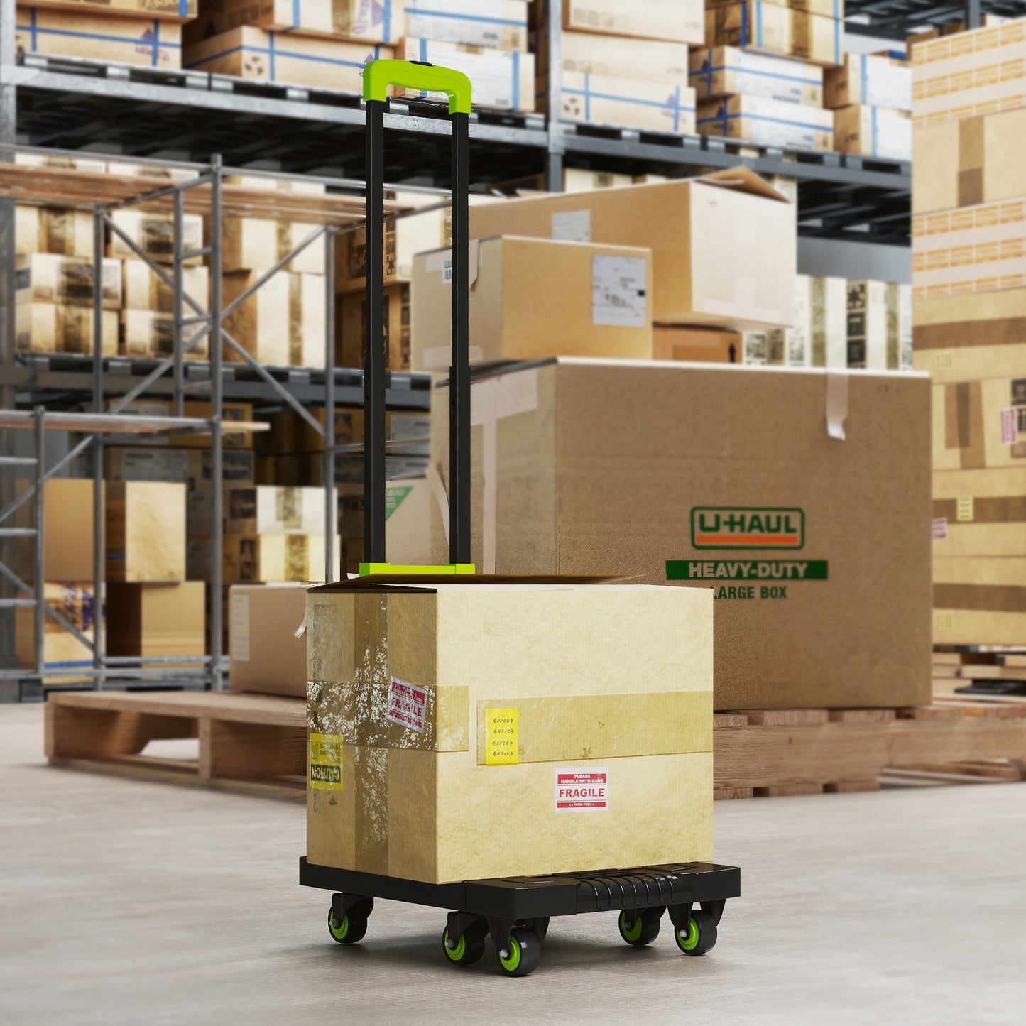 HOMCOM Sackkarre klappbar Metall Transportkarre mit Räder verstellbarem Griff 49 x 35 x 102 cm Grün