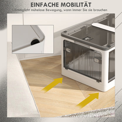 HOMCOM Aufbewahrungsbox Aufbewahrungskorb. شريط فالتبار، مع Staubschutz، 60 سم × 42 سم × 34 سم، Weiß + Grau