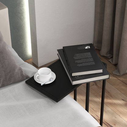 HOMCOM Beistelltisch Laptoptisch, Sofatisch in C-Form, mit Stahlgestell, Schwarz