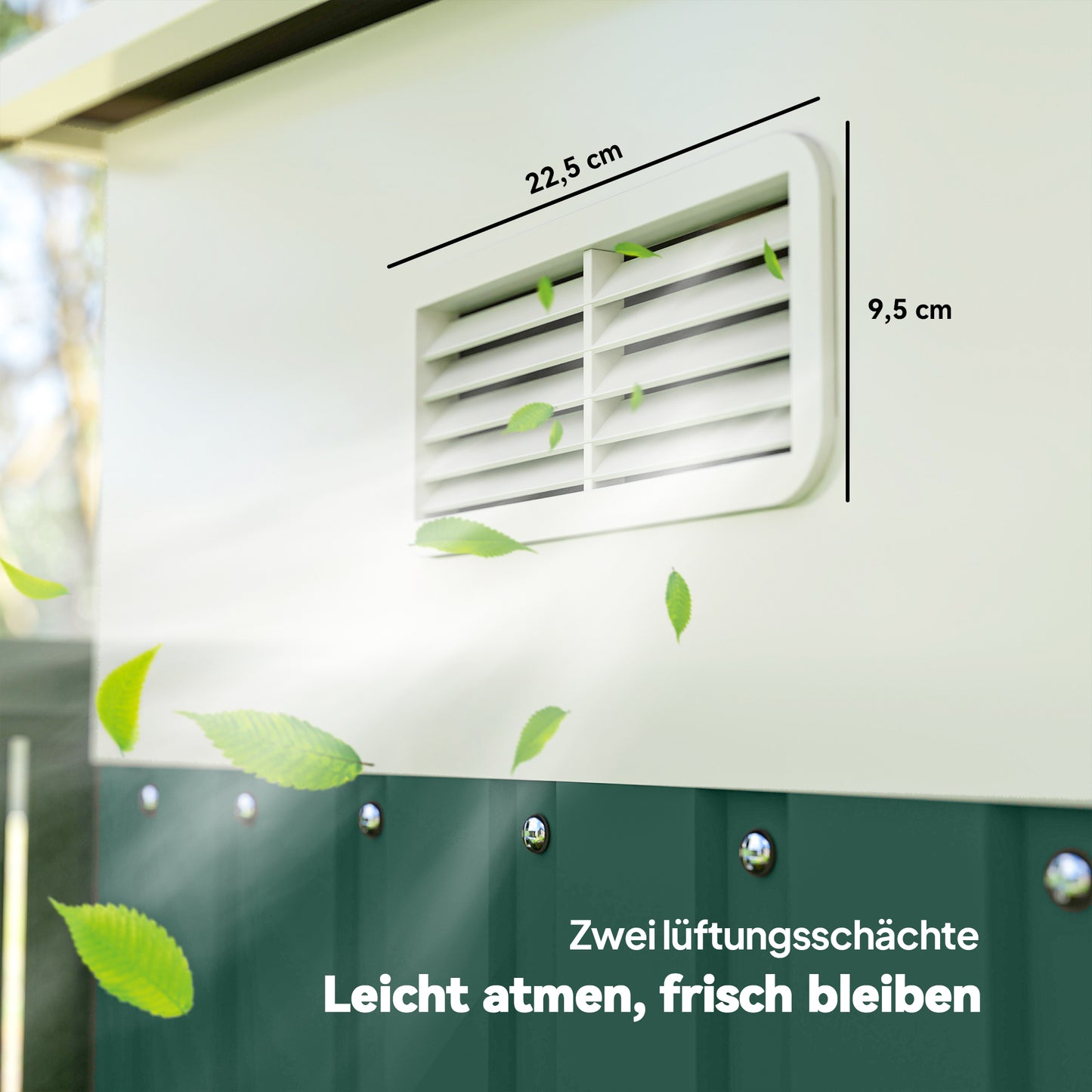 Outsunny Metall-Geräteschuppen Schrägdach verriegelbare Doppeltür 2,8 x 3,45 x 2,01m Grün